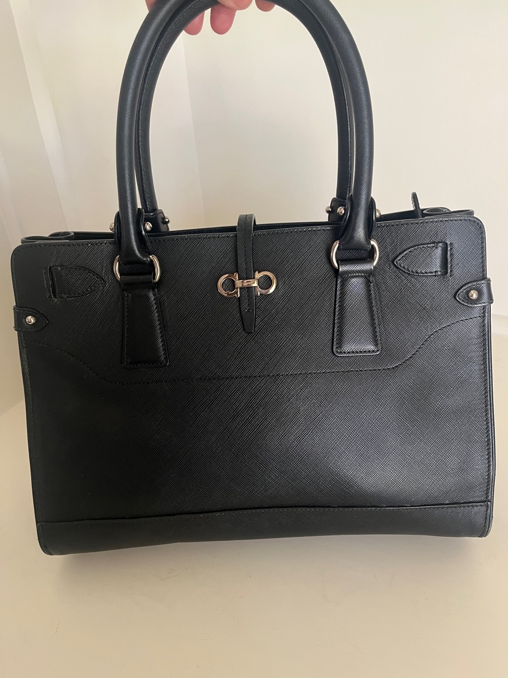 Salvatore Ferragamo Black Satchel Brianna